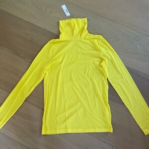 Yellow Tissue Turtleneck Long Sleeve Top